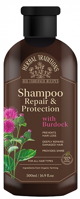 Шампунь для волосся з реп'яхом - Herbal Traditions Shampoo Repair & Protection With Burdock — фото N1
