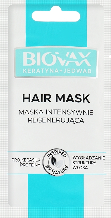 Маска для волос "Кератин + Шелк" - Biovax Keratin + Silk Hair Mask Travel Size — фото N1