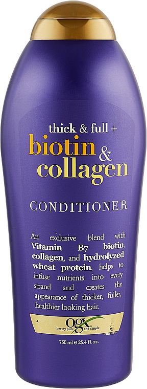 Кондиціонер для позбавленого об'єму та тонкого волосся з біотином та колагеном - OGX Thick & Full Biotin & Collagen Conditioner — фото N3