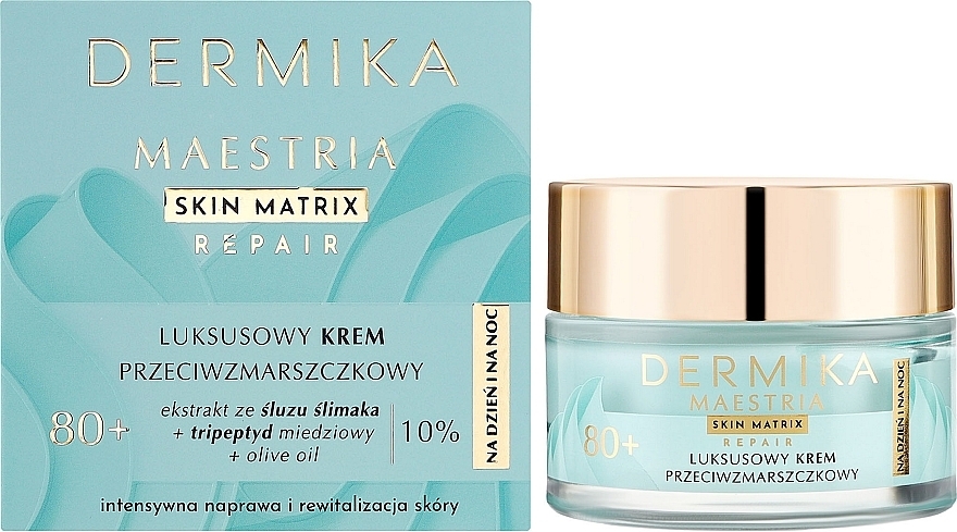 Розкішний крем проти зморщок 80+ на день і ніч для зрілої шкіри, зокрема чутливої - Dermika Maestria Skin Matrix — фото N2