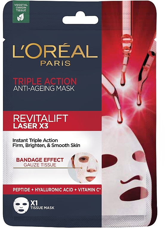 Антивозрастная маска для лица с тройным эффектом - L'Oreal Revitalift Laser X3 Cream-Mask — фото N1