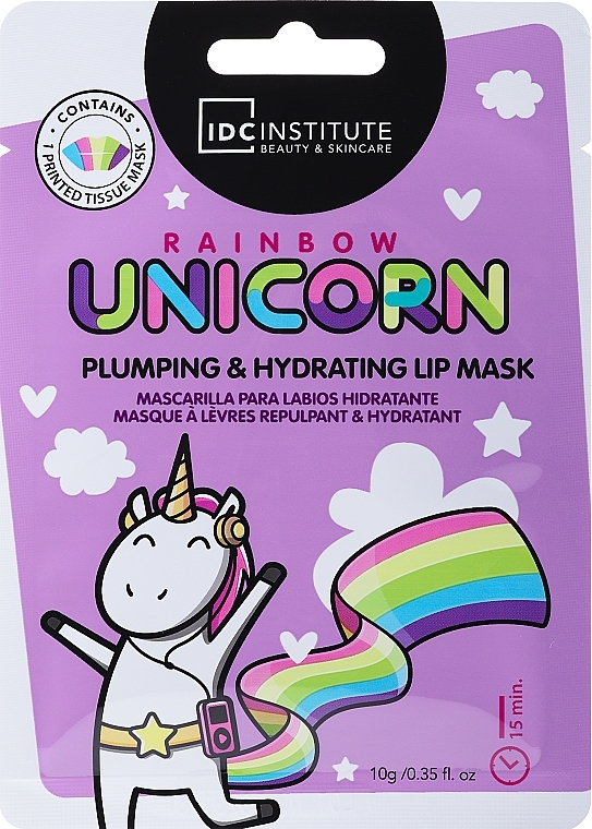 Маска для губ - IDC Institute Rainbow Unicorn Plumping & Hydrating Lip Mask — фото N1