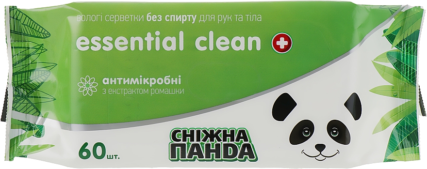 Влажные салфетки для рук "Антимикробные" с экстрактом ромашки - Снежная Панда Essential Clean