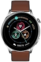 Смарт-часы для мужчин, светло-коричневая кожа - Garett Smartwatch Men Elegance RT — фото N2