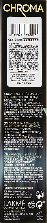 УЦЕНКА Безаммиачная перманентная краска для волос - Lakme Chroma Permanent Hair Color * — фото N3