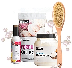 Парфумерія, косметика Набір - Hillary Anti-Cellulite Complex (scrub/200 ml + brush + oil/100 ml + oil/500 ml ) *