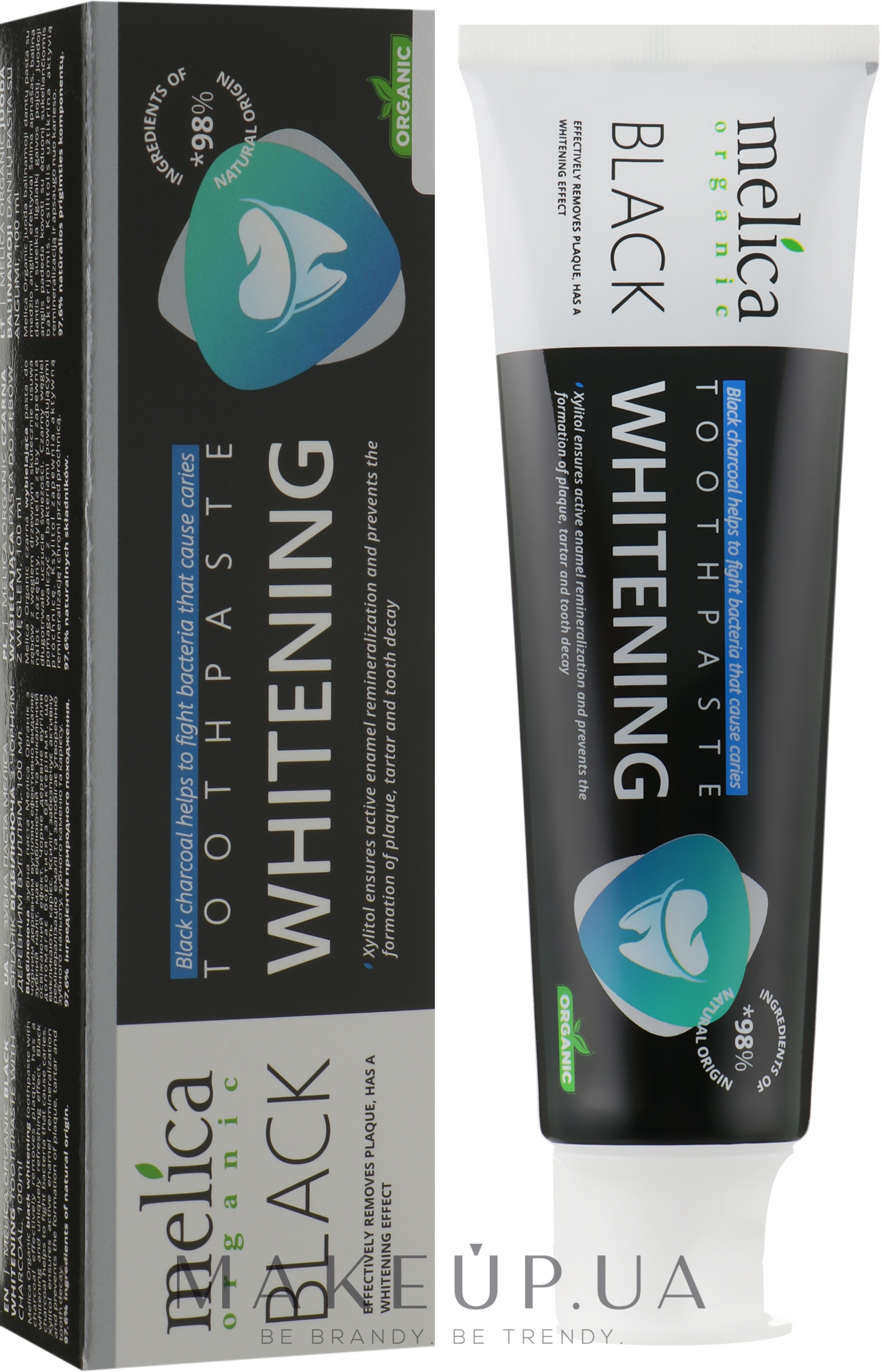 Зубна паста відбілювальна з чорним деревним вугіллям - Melica Organic Toothpaste Whitening Black — фото 100ml