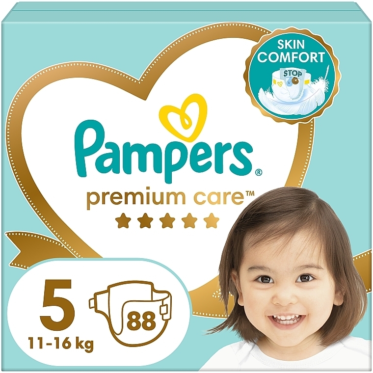 Підгузки Pampers Premium Care Розмір 5 (Junior), 11-16 кг, 88 штук - Pampers — фото N1