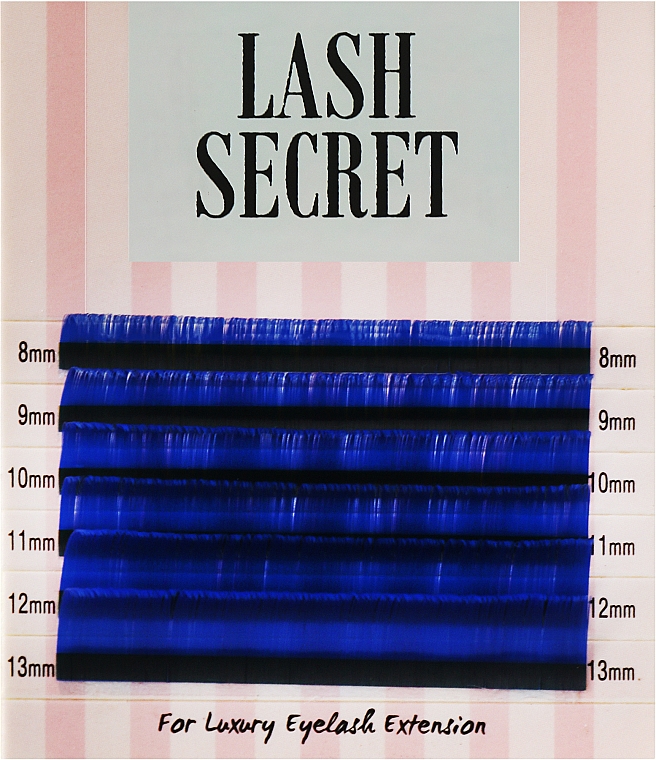 Накладні вії, сині, mix, 6 ліній (0,1, D, (8-13)) - Lash Secret — фото N1