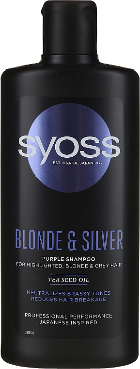 Шампунь для светлых, осветленных и седых волос - Syoss Blond & Silver Purple Shampoo For Highlighted, Blonde & Grey Hair — фото N1