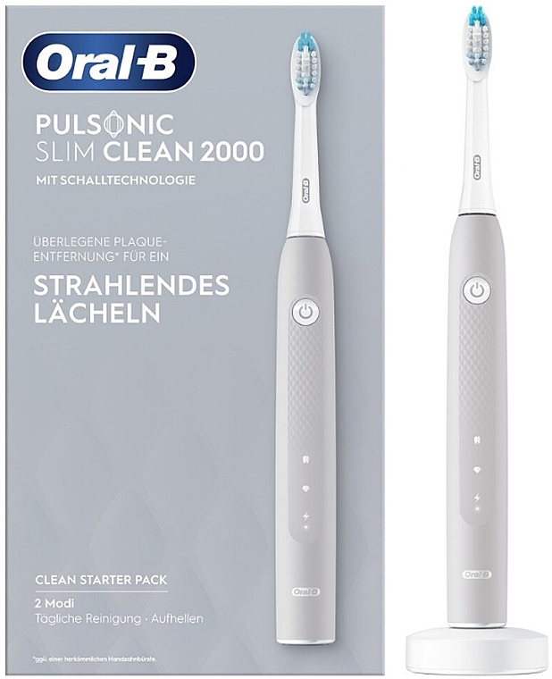 Электрическая зубная щетка, серый - Oral-B Pulsonic Slim Clean 2000 Gray — фото N1