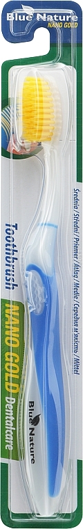 Зубна щітка з наночастинками, середньої м'якості, синя - Blue Nature — фото N1