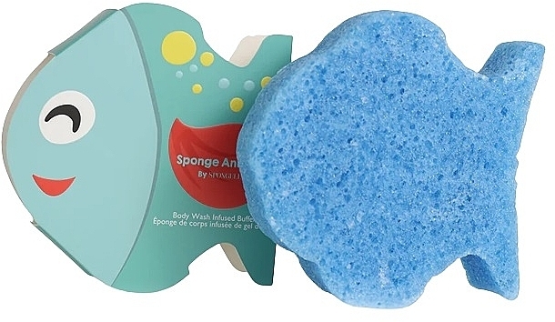 Дитяча пінна багаторазова губка для душу "Рибка" - Spongelle Animals Sponge Fish Body Wash Infused Buffer — фото N1