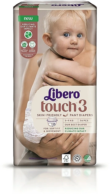 Підгузки-трусики дитячі Touch Pants 3 (5-9 кг), 36 шт. - Libero — фото N2