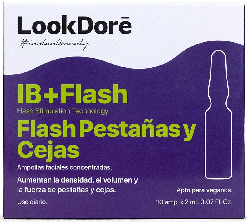 Концентрована сироватка в ампулах для вій та брів  - LookDore IB+Flash Lashes Ampoules — фото N1