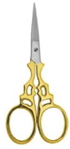 Ножницы маникюрные - Accuram Instruments Half Gold Fancy Enbroider Scissor Str 9cm — фото N1
