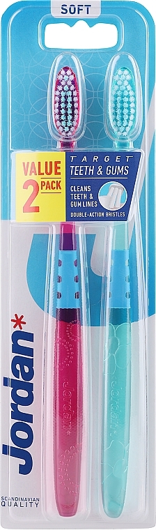 Зубна щітка м'яка, фіолетова + зелена - Jordan Target Teeth Toothbrush — фото N8