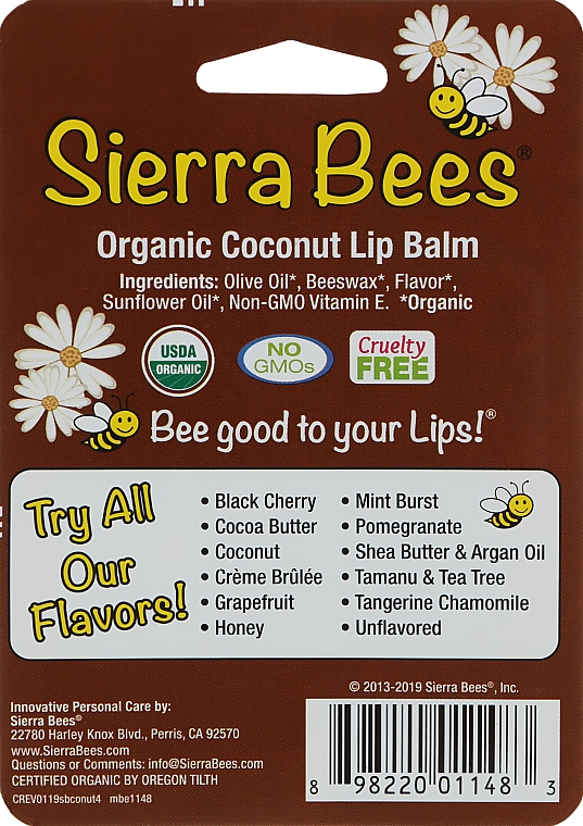 Набір бальзамів для губ "Кокосовий" - Sierra Bees (lip/balm/4x4,25g) — фото N2