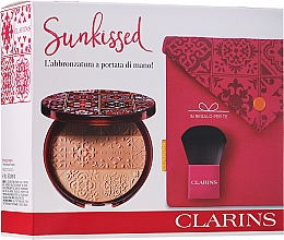 Духи, Парфюмерия, косметика Набор для макияжа - Clarins Sunkissed Gift Set (powder/18g + brush/1pc + pouch/1pc)