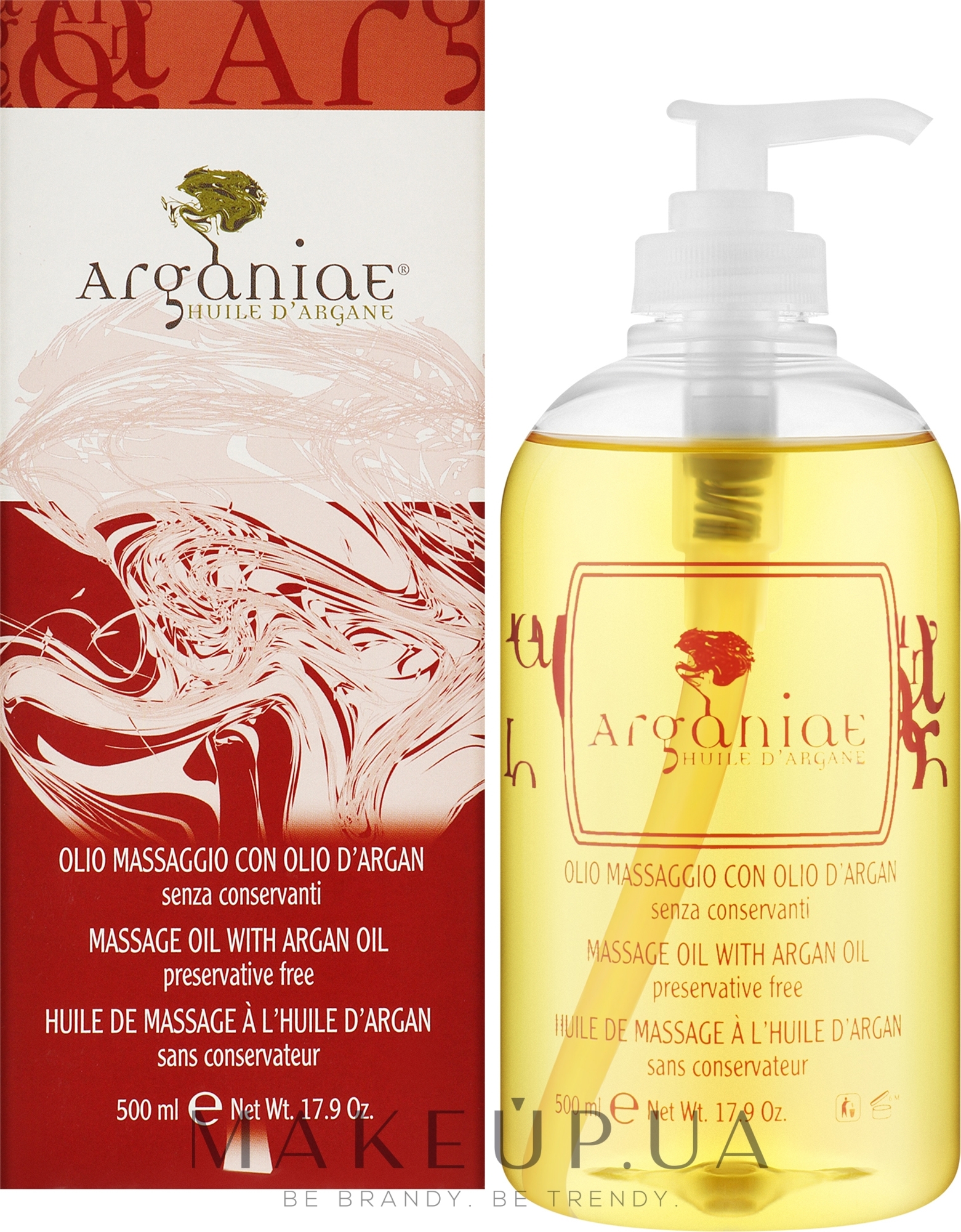 Масло для массажа тела и лица с аргановым маслом - Arganiae L'oro Liquido — фото 500ml