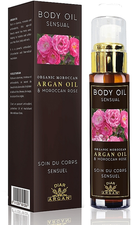 Масло для тела "Аргановое масло и марокканская роза" - Diar Argan Sensual Body Oil With Argan Oil & Moroccan Rose — фото N1