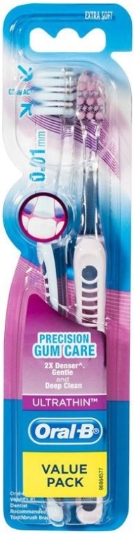 Набор зубных щеток Extra Soft, розовая и голубая - Oral-B Ultrathin Precision Gum Care Extra Soft — фото N1