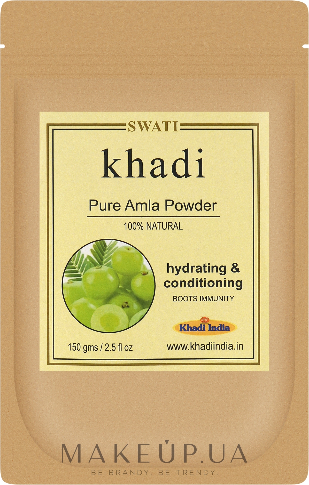 Натуральний кондиціонер для волосся та очищувальний засіб для шкіри голови з амлою - Khadi Swati Pure Alma Powder — фото 150g