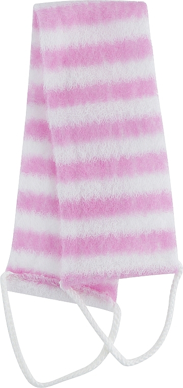  Мочалка-стрічка целюлітка з ручкою, рожева - Bath Towel — фото N1