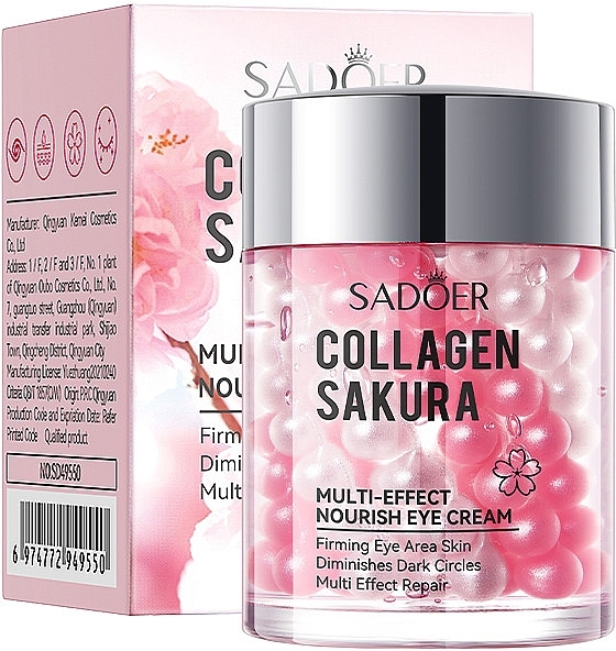 Крем навколо очей з екстрактом сакури - Sadoer Collagen Sakura Multi-Effect Nourish Eye Cream  — фото N1