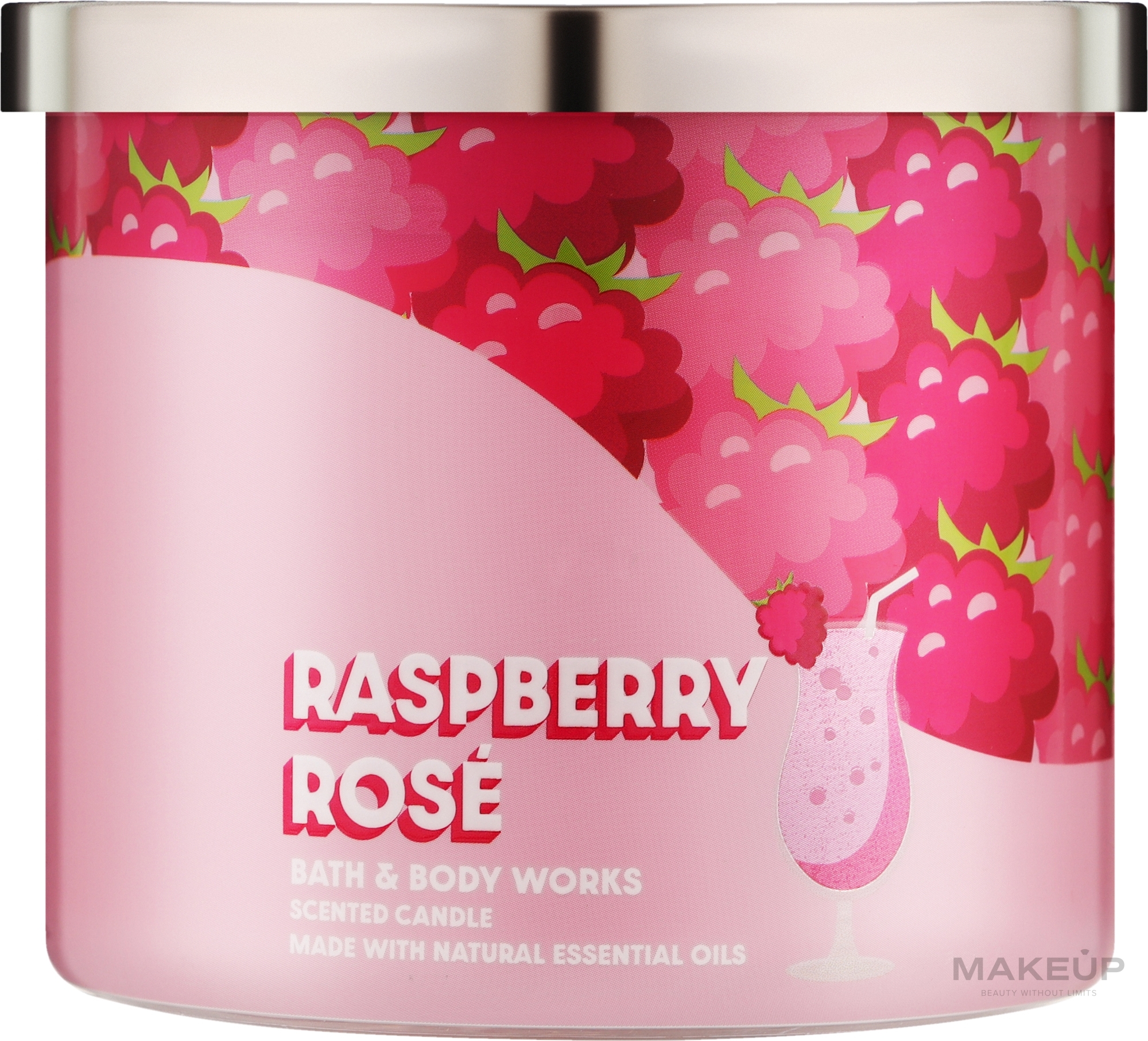 Аромасвіча 3-х гнітильна - Bath and Body Works Raspberry Rose Candle — фото 411g