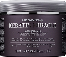 Ультраразглаживающая маска для волос с эффектом шелка - Medavita Keratin Miracle Sleek Hair Mask — фото N4