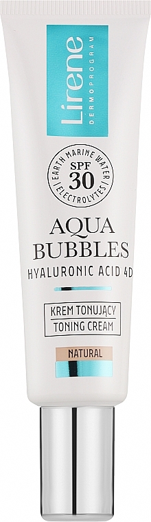 Тонирующий солнцезащитный крем для лица - Lirene Aqua Bubbles Toning Cream SPF 30 — фото N1