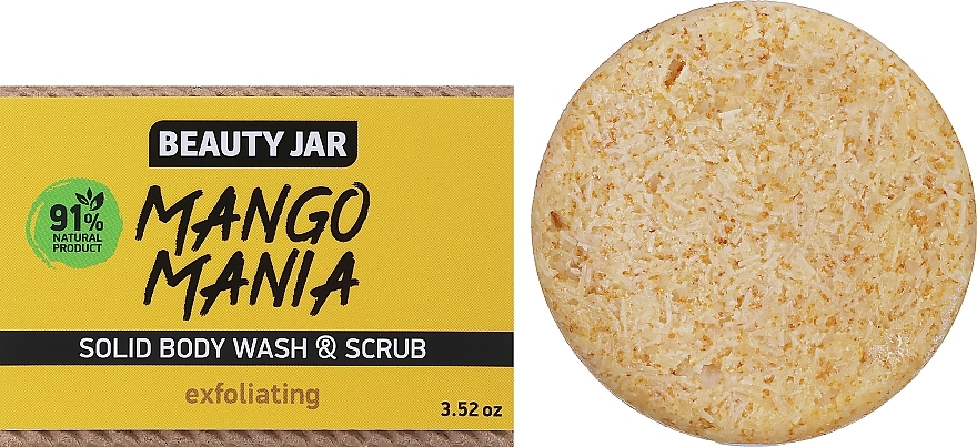 Отшелушивающий твердый скраб для тела - Beauty Jar Mango Mania Exfoliating Solid Body Wash & Scrub — фото N1