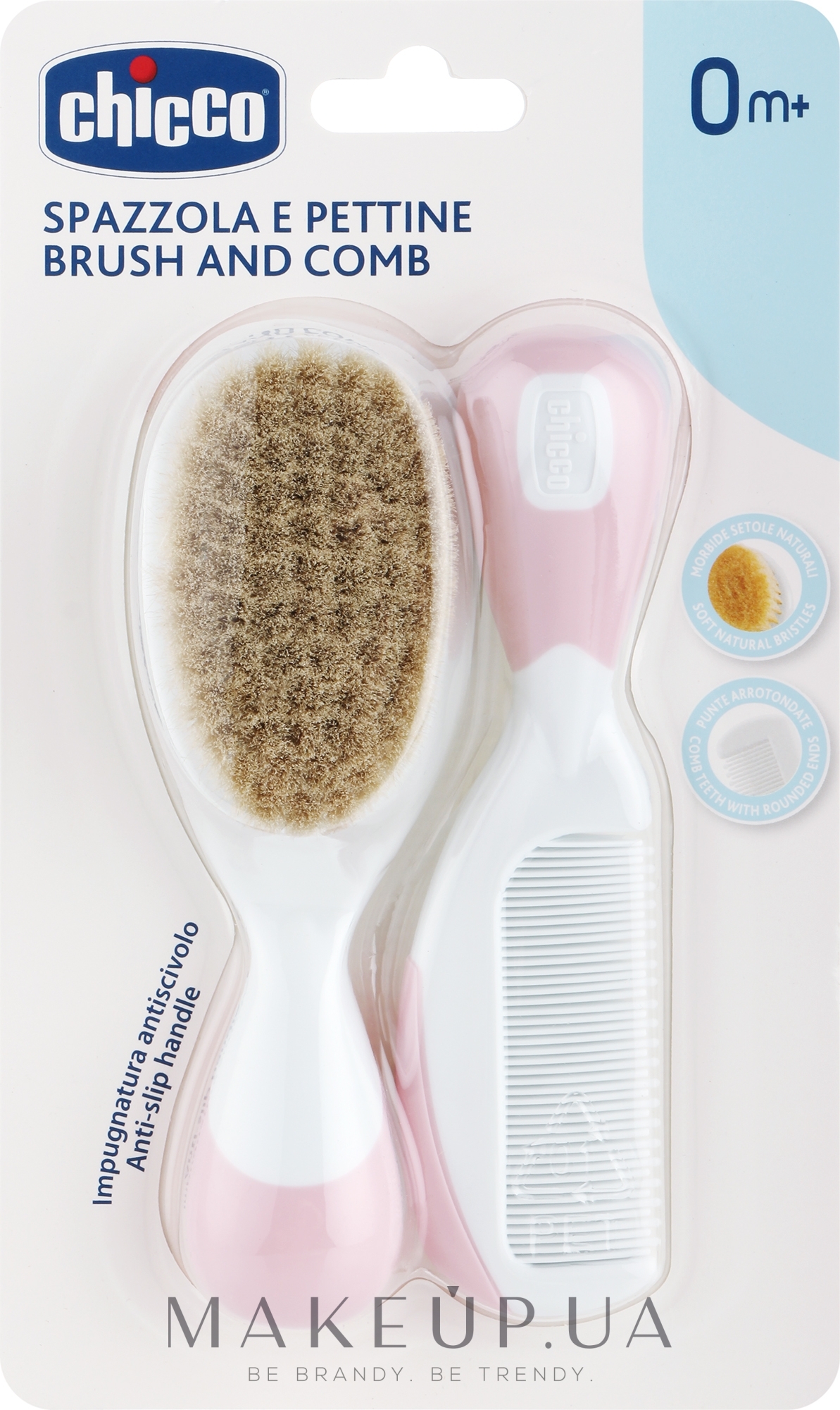 Щітка і гребінець для дітей, з народження, рожеві - Chicco Brush And Comb For Baby Pink — фото 2шт