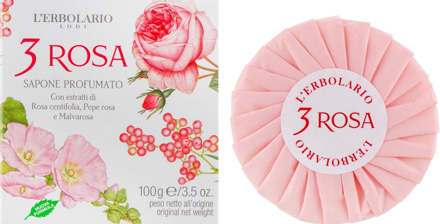 Духмяне мило "3 Троянди" - L'Erbolario 3 Rosa Sapone Profumato — фото N1