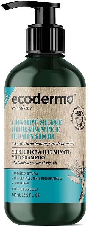 Шампунь для волосся "Зволоження та сяйво" - Ecoderma Moisturize & Illuminate Mild Shampoo — фото N1