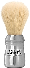 Помазок для гоління, полірований алюміній та вибілена щетина кабана - Mondial Antica Barberia Silver Brushed Aluminum with Bleached Bristle — фото N1