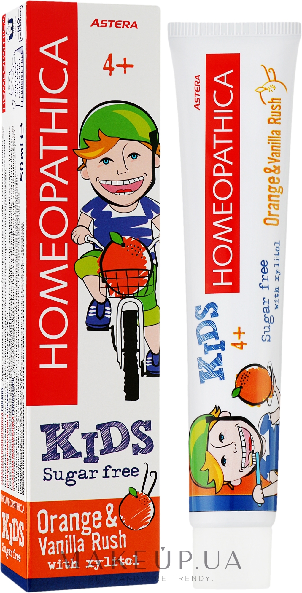 Зубна паста для дітей, з ароматом апельсина та ванілі - Astera Homeopathica Orange & Vanilla Rush — фото 50ml
