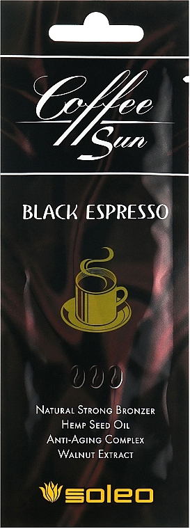 Крем для загара в солярии с двойным экстрактом кофе и маслом ши - Soleo Coffee Sun Black Espresso Natural Strong Bronzer (пробник) — фото N1