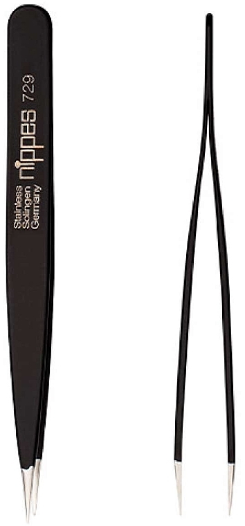 Пінцет з гострими кінчиками, 9,5 см, чорний - Nippes Solingen Tweezer 729 — фото N1