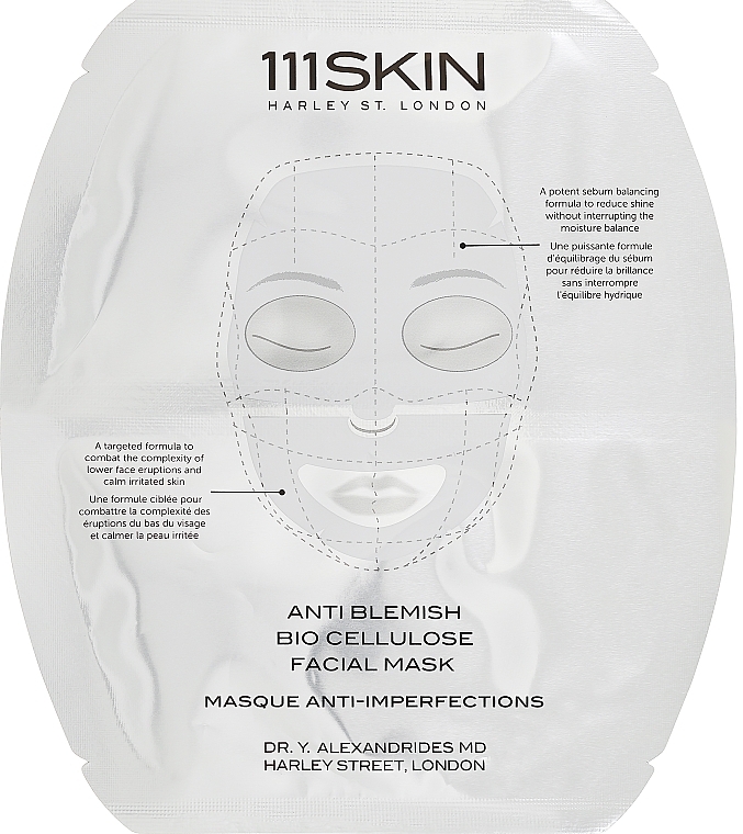 Заспокійлива двосегментна маска для обличчя - 111Skin Anti Blemish Bio Cellulose Facial Mask — фото N1