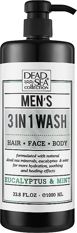 Гель для душа, волос и лица для мужчин "Эвкалипт и мята" - Dead Sea Collection 3 in 1 Wash