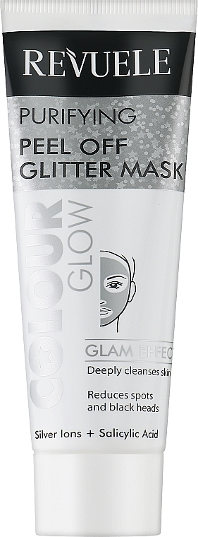 Срібна очищувальна маска-плівка - Revuele Color Glow Glitter Mask Pell-Off Purifying — фото N1