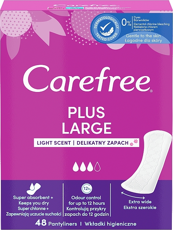 Ежедневные гигиенические прокладки с легким ароматом, 48 шт. - Carefree Plus Large Light Scent — фото N1