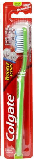 Зубная щетка средней жесткости, зеленая - Colgate Double Action Medium — фото N1