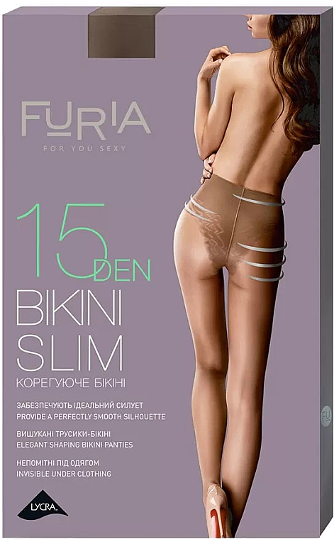 Колготки женские "Bikini Slim",1206, 15 Den, бежевые - Furia — фото N1