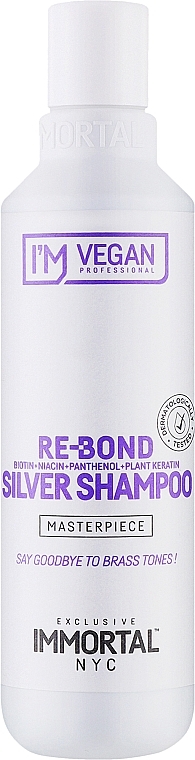 Шампунь против нежелательной желтизны волос - Immortal NYC I'm Vegan Re-Bond Silver Shampoo — фото N1