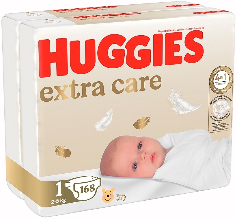 Подгузники Extra Care, размер 1 (2-5 кг), 168 шт. - Huggies — фото N8