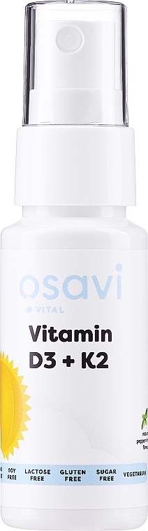 Пищевая добавка в виде спрея «Витамин D3 + K2» - Osavi Vitamin D3 + K2 Spray — фото N1
