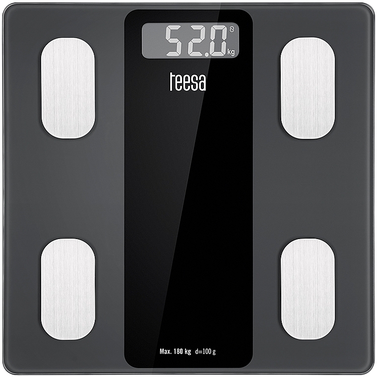 Ваги підлогові, скляні, чорні - Teesa Bathroom Scale Body Analyser TSA0813 — фото N1